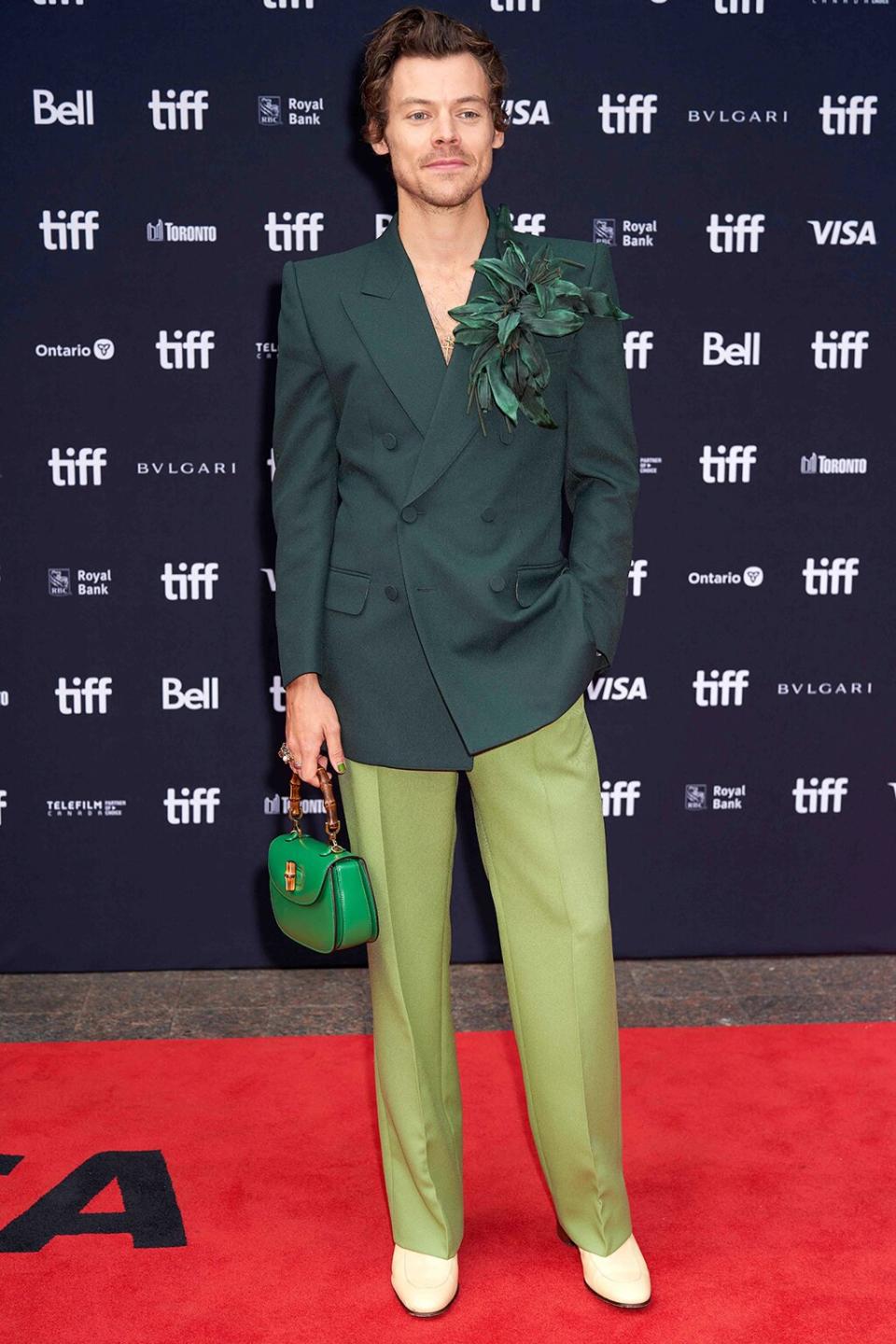 British singer-actor Harry Styles arrives for the premiere of My Policeman during the Toronto International Film Festival in Toronto, Ontario, Canada, on September 11, 2022.