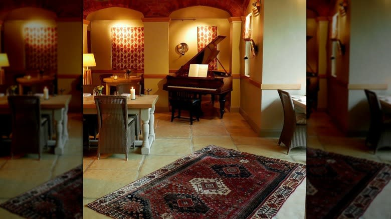 cozy restaurant with grand piano