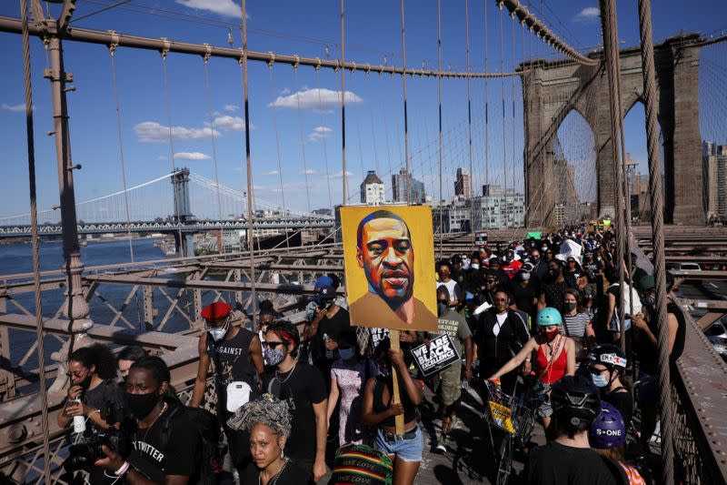 FILE PHOTO: Demonstrators protest in the aftermath of the death in Minneapolis police custody of George Floyd