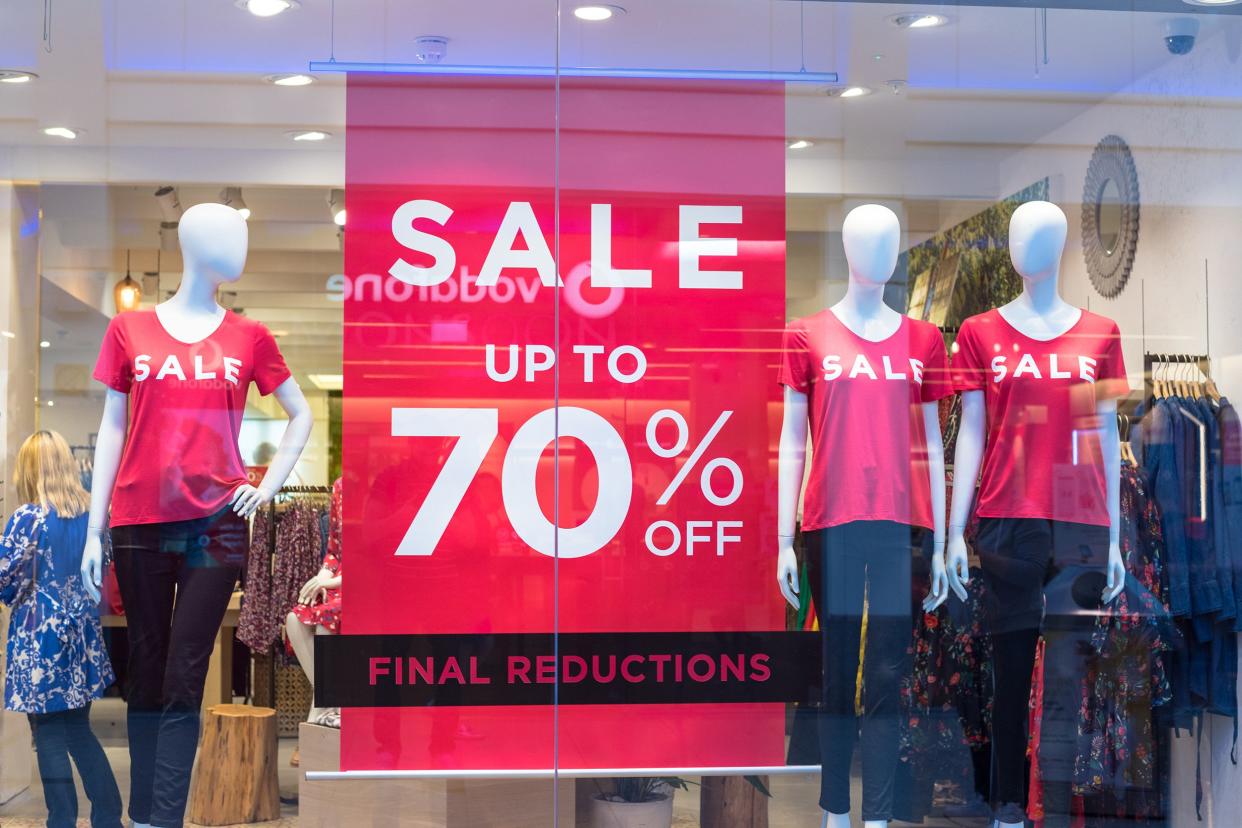 Front of store with final sale signs