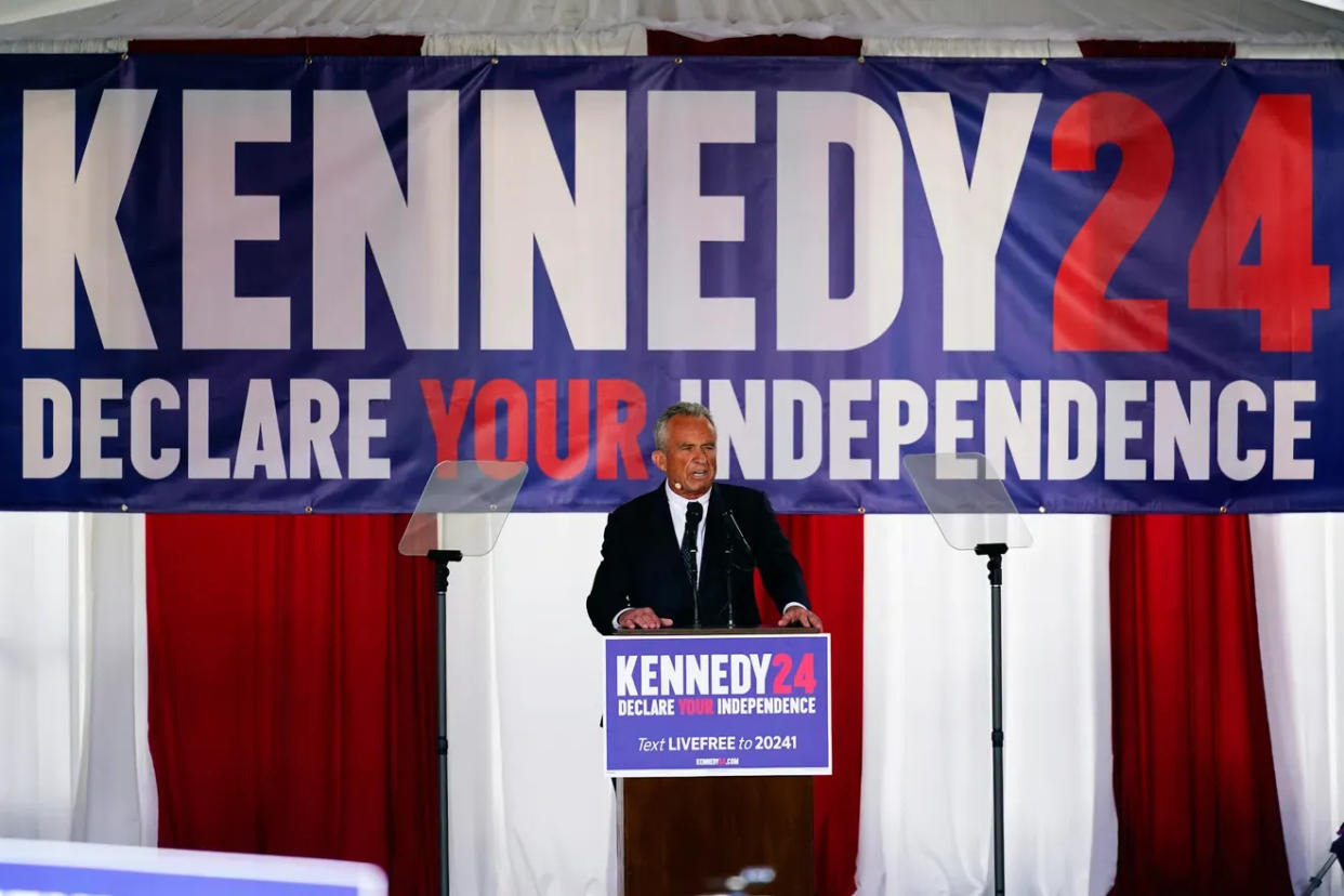 Robert F. Kennedy Jr. declares his independent bid for president at an event Oct. 9 in Philadelphia.