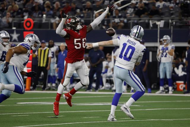 August 26, 2018: Dallas Cowboys quarterback Cooper Rush #7 starts during a  preseason NFL football game between the Arizona Cardinals and the Dallas  Cowboys at AT&T Stadium in Arlington, TX Arizona defeated