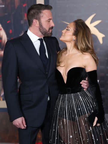 <p>Monica Schipper/Getty</p> Ben Affleck and Jennifer Lopez at the premiere of 'This Is Me... Now: A Love Story' on Feb. 13.