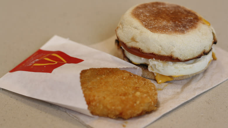 McDonald's hash brown and McMuffin