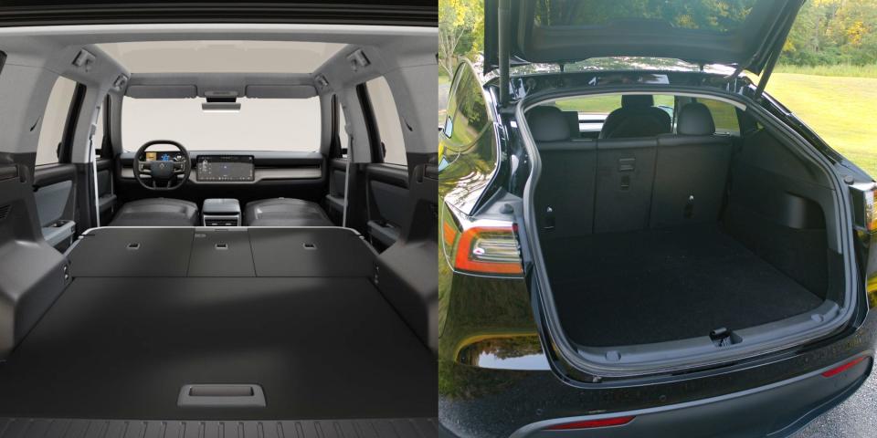 Rivian R2's storage space compared to Tesla Model Y's