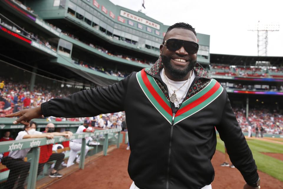 ARCHIVO - David Ortiz previo a un juego de los Medias Rojas de Boston, su ex equipo, el 5 de septiembre de 2021, en Boston. (AP Foto/Michael Dwyer, archivo)