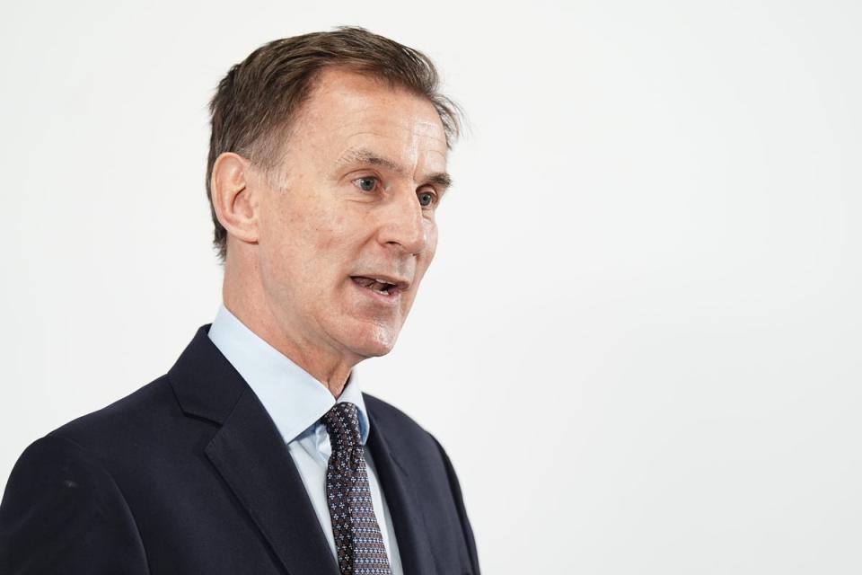 Chancellor Jeremy Hunt is facing a battle to win his seat (Aaron Chown/PA) (PA Wire)