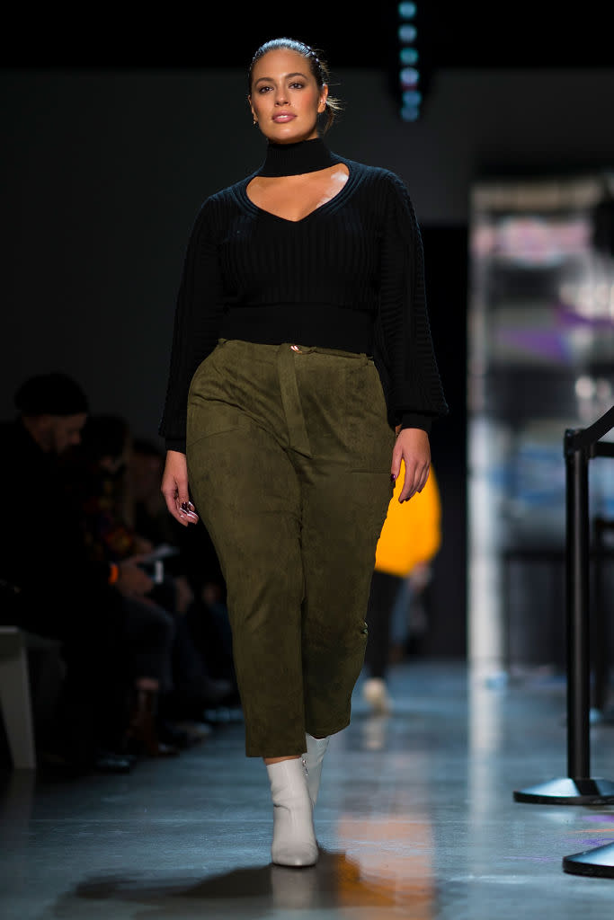 <p>Before the live Prabal Gurung runway show, Graham looked comfy and chic practicing her walk. (Photo: Getty Images) </p>