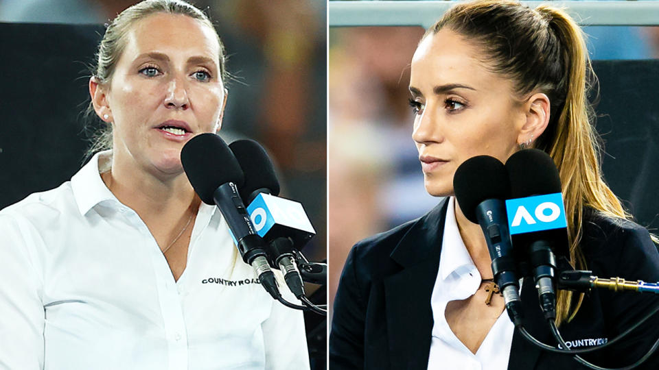 Aurelie Tourte and Marijana Veljovic, pictured here umpiring at the Australian Open.