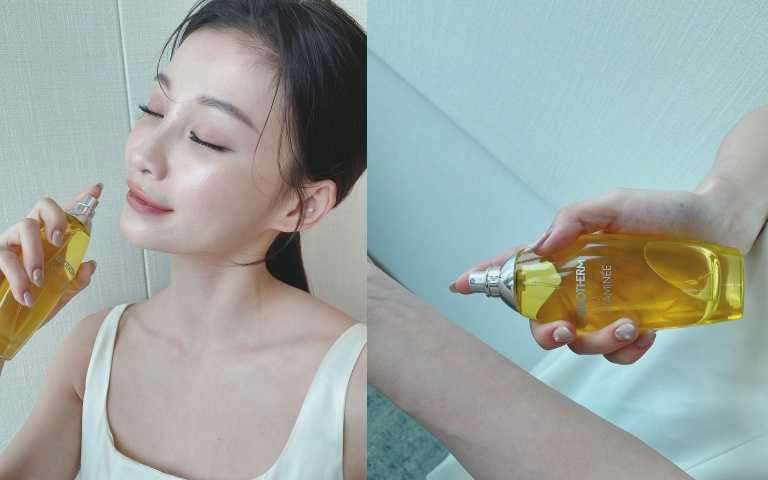 BIOTHERM【活氧果氛香水噴霧】獨家「360度倒噴設計」不論何種角度都能均勻噴灑每吋肌膚，男女不拘的溫暖中性香調，你跟另一半都可以一起使用唷。（圖／黃筱婷攝）