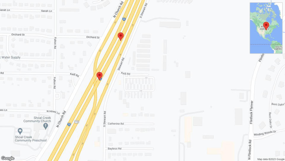 A detailed map that shows the affected road due to 'Broken down vehicle on northbound I-35 in Pleasant Valley' on December 22nd at 4:16 p.m.