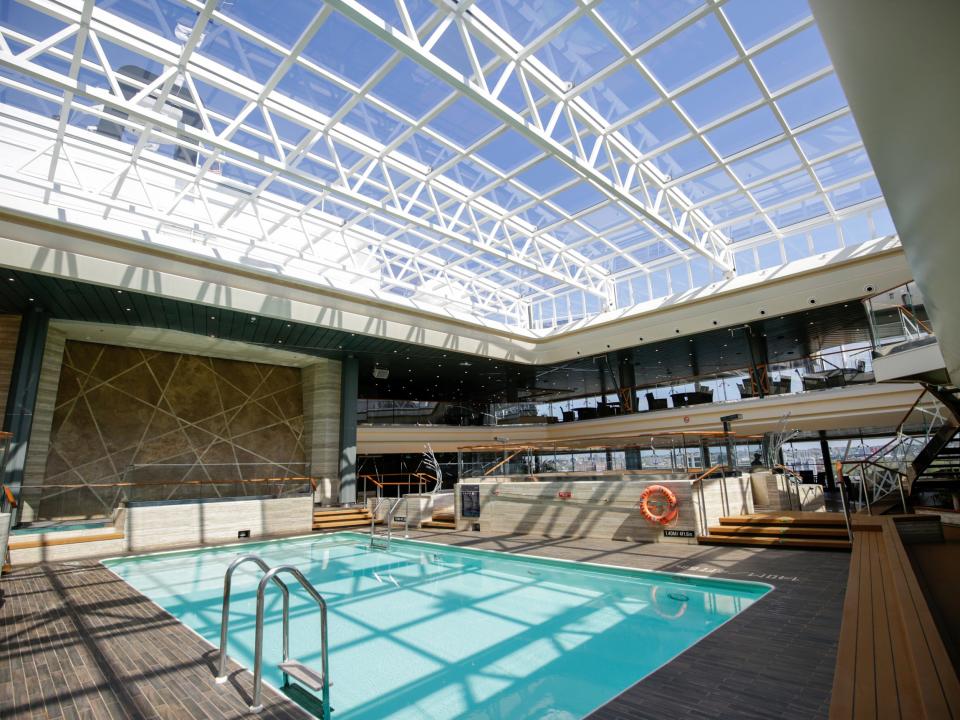 An empty indoor pool in the MSC Meraviglia