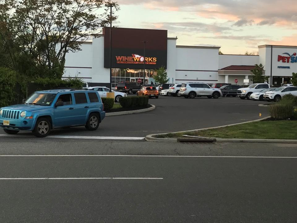 Vehicles can only exit onto Route  70 from WineWorks  and PetSmart at the western end of a Marlton shopping center as shown in the photo. Lack of an entry driveway forces drivers heading to these stores to enter elsewhere, contributing to internal traffic congestion.