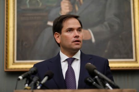 FILE PHOTO: Sen. Marco Rubio (R-FL) speaks at a press conference at the Capitol Building in Washington, U.S., September 26, 2017. REUTERS/Aaron P. Bernstein