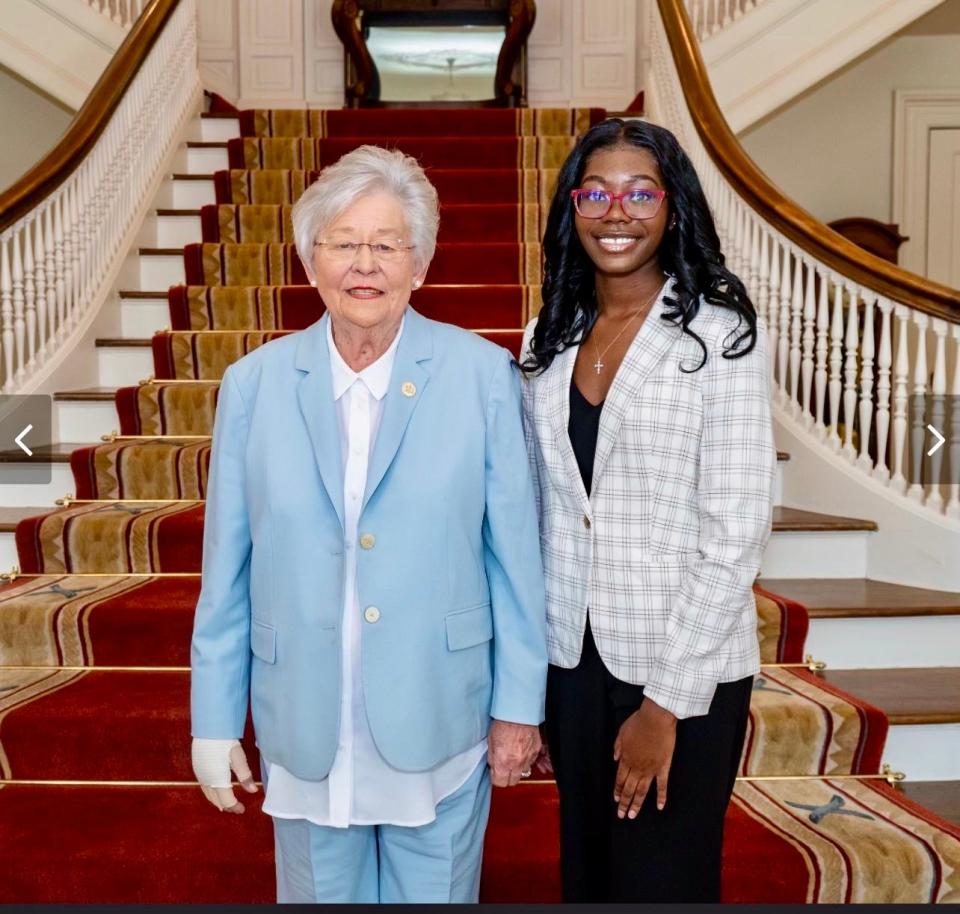 Kasia Nicholson, right, of Camden enjoys learning about state government as an intern with Gov. Kay Ivey, also a native of Camden.