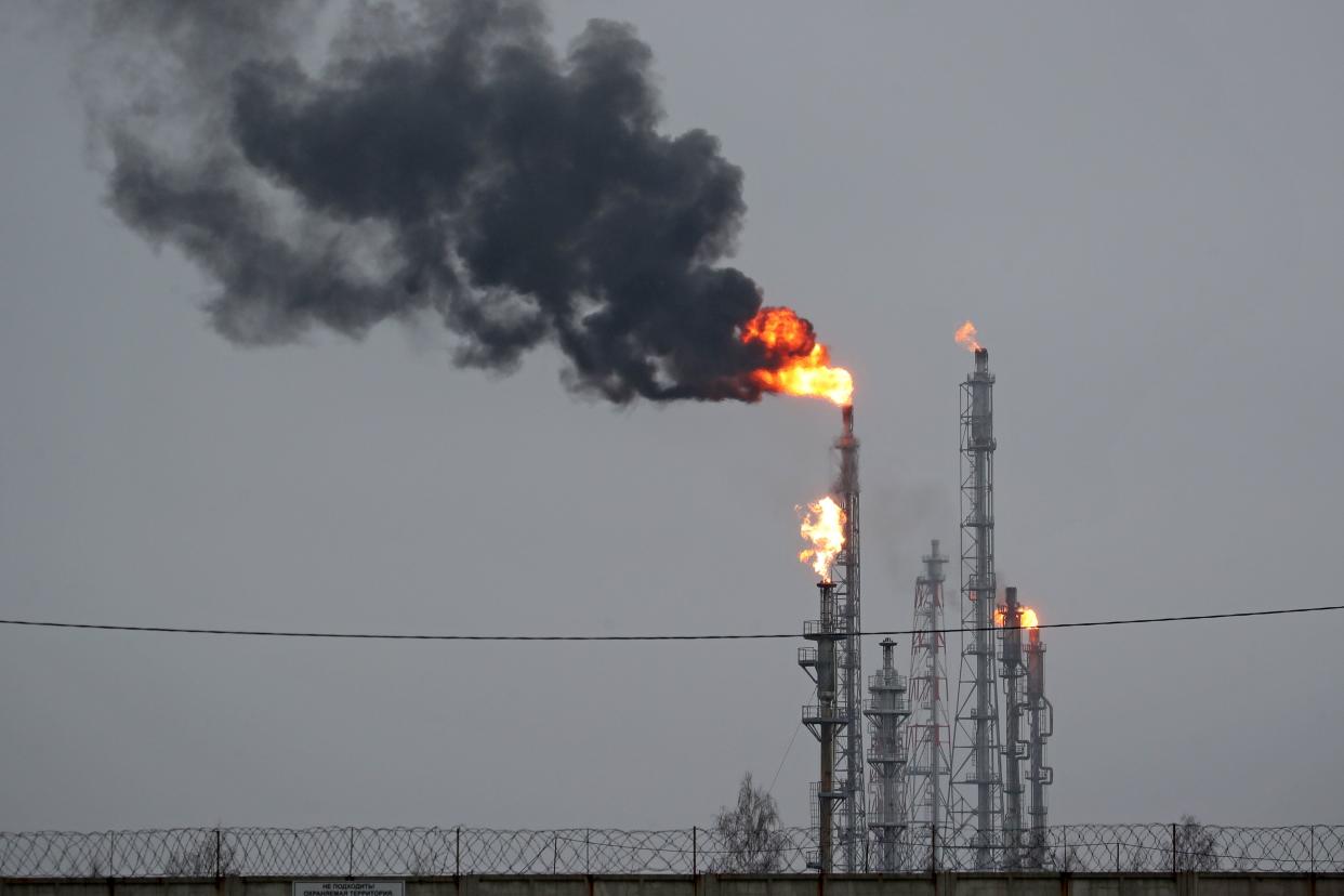 An oil refinery in Belarus. (Natalia Fedosenko via Getty Images)