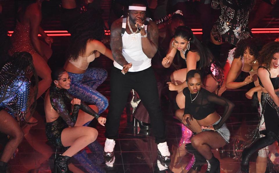 Fans were stunned when 50 Cent took to the stage in a surprise cameo. Photo: Getty