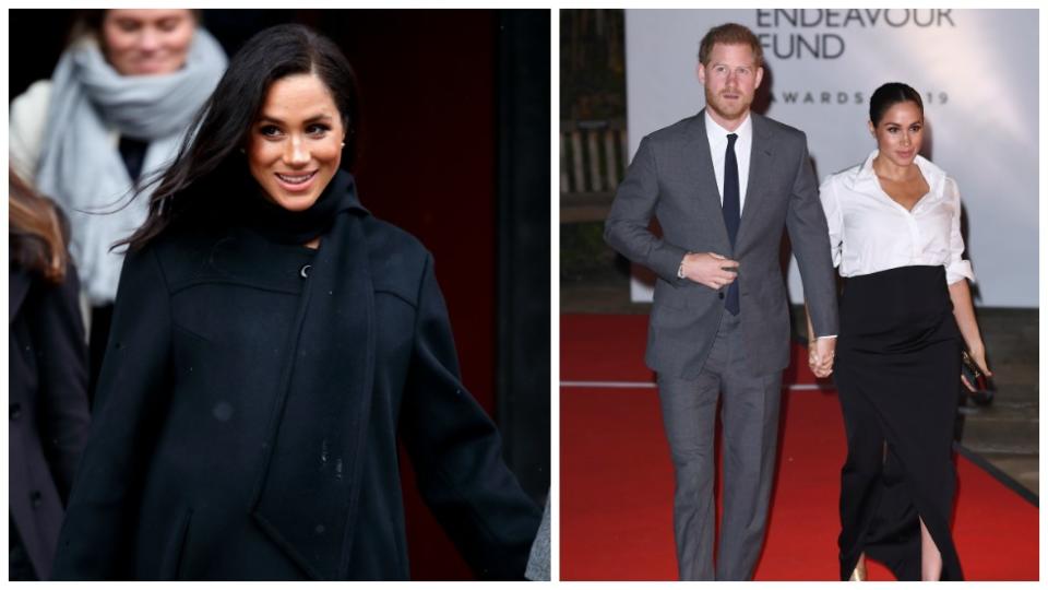 Meghan Markle spoke about her and Harry’s impending parenthood at their latest royal engagement. Photo: Getty Images