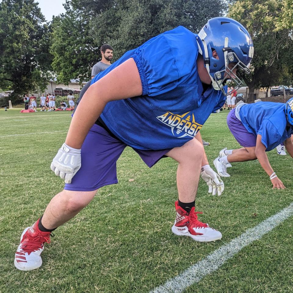 Anderson graduate Anthony Arnold plays edge rusher for the 46th Lions All-Star game on Tuesday, June 13, 2023.