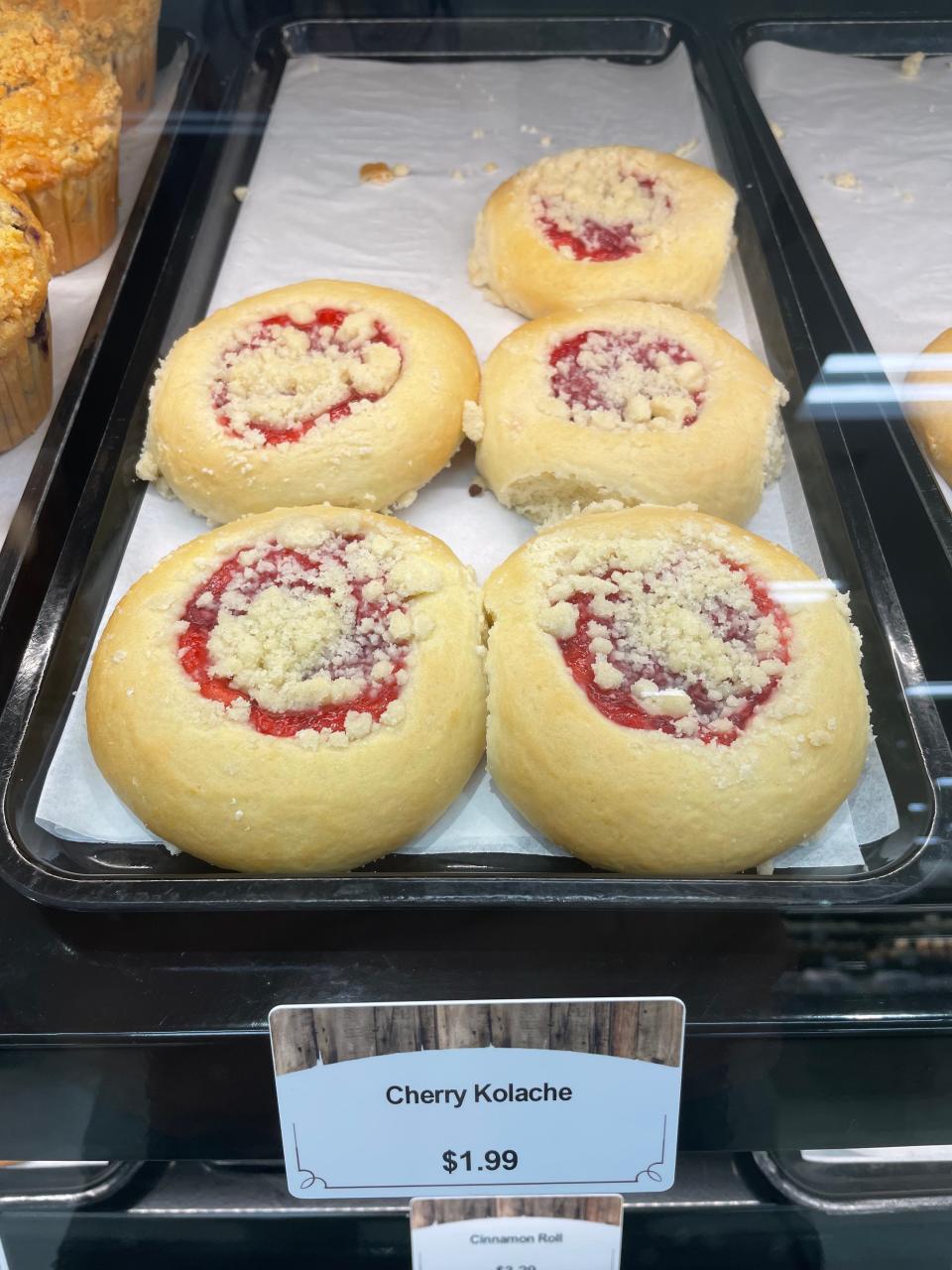 Buc-ee's is known for its kolache, which are a culinary phenomenon in Texas, where Buc-ee’s is based. The cherry kolach is a sweet, doughy pastry.