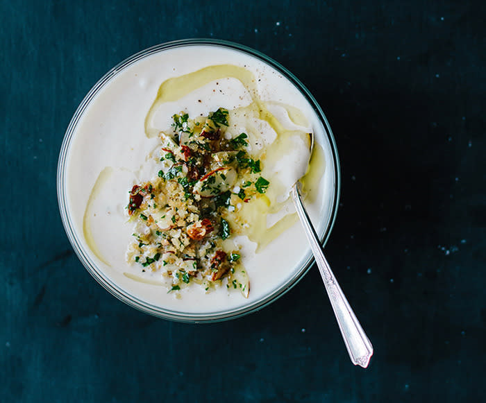 Cauliflower Soup with Toasted Almond Gremolata