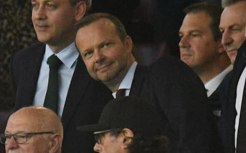 Manchester United's executive vice-chairman Ed Woodward (C) is seen in the crowd during the English Premier League football match between Manchester United and Tottenham  - Credit: Getty Images