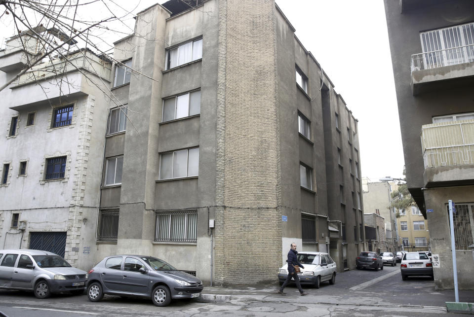 The building of "Institut Français de Recherche en Iran" or French Institute for Research in Iran, is pictured in Tehran, Iran, Thursday, Jan. 5, 2023. Iranian authorities ordered closure of the institute on Thursday over the publication of offensive caricatures of the country's Supreme Leader Ayatollah Ali Khamenei in the French satirical magazine Charlie Hebdo. (AP Photo)