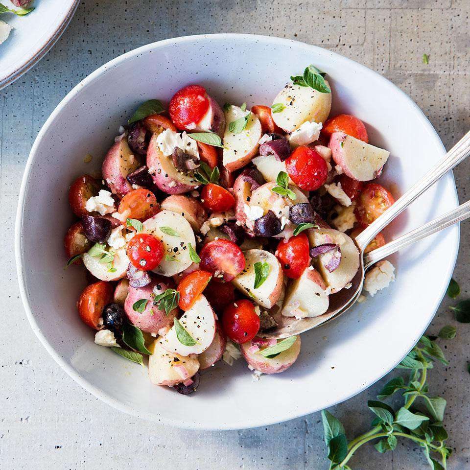 bowl of greek potato salad