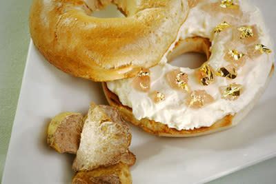 Executive chef at the Westin New York at Times Square, Frank Tujague, created this dish. He was able to make the world's most expensive bagel by topping it with white truffle cream cheese, goji berry jelly and gold leaves. That's one breakfast you'd never forget.