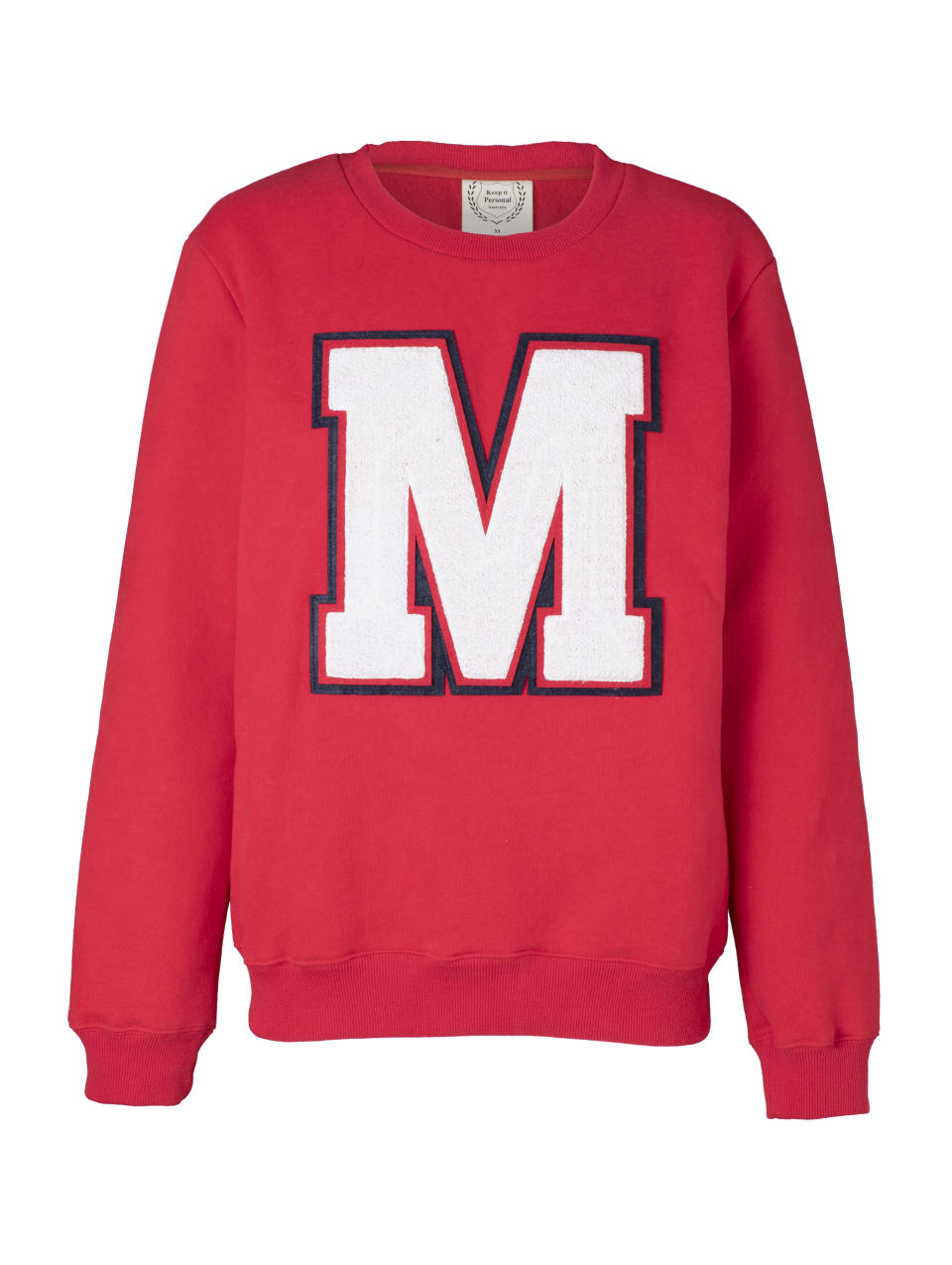 Keep It Personal red varsity jumper – $99.95