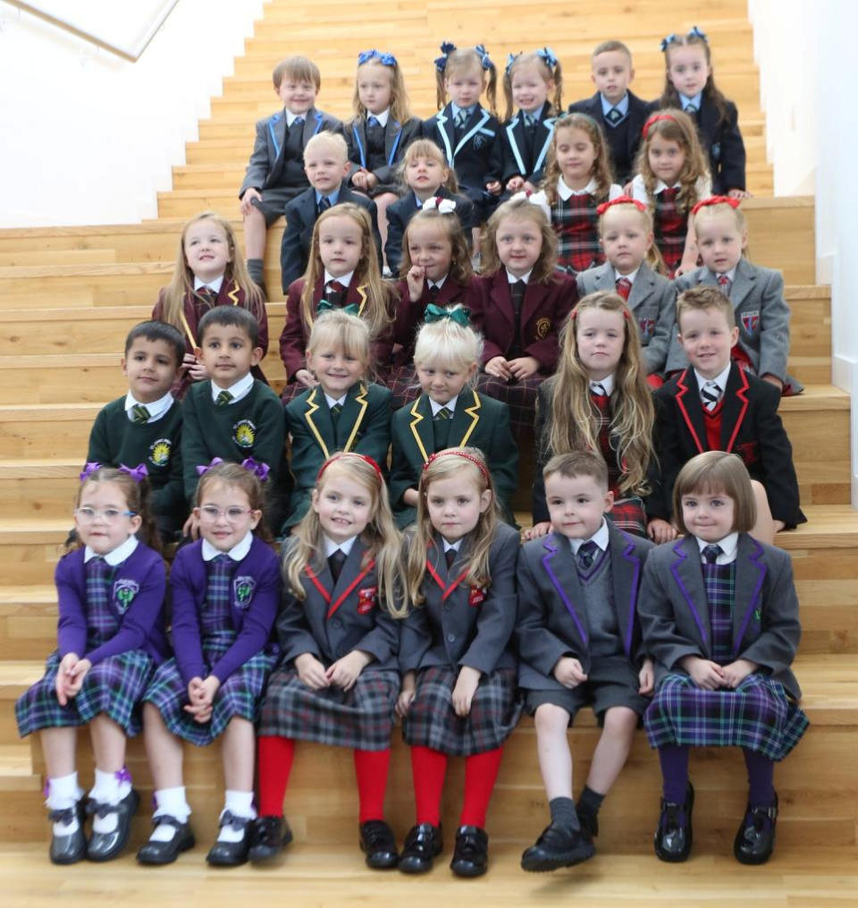The group met for their pre-school dress rehearsal at St Patrick’s Primary in Greenock, Inverclyde, ready to start school in late August. (Newsquest/SWNS)
