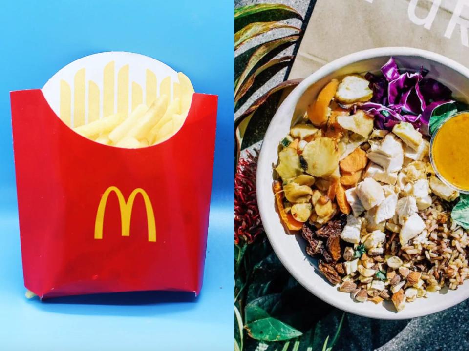 mcdonalds fries, sweetgreen salad