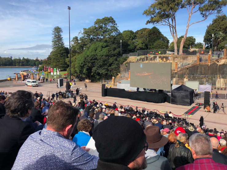 Thousands gathered outside the Opera House for the memorial. Source: NSW Unions