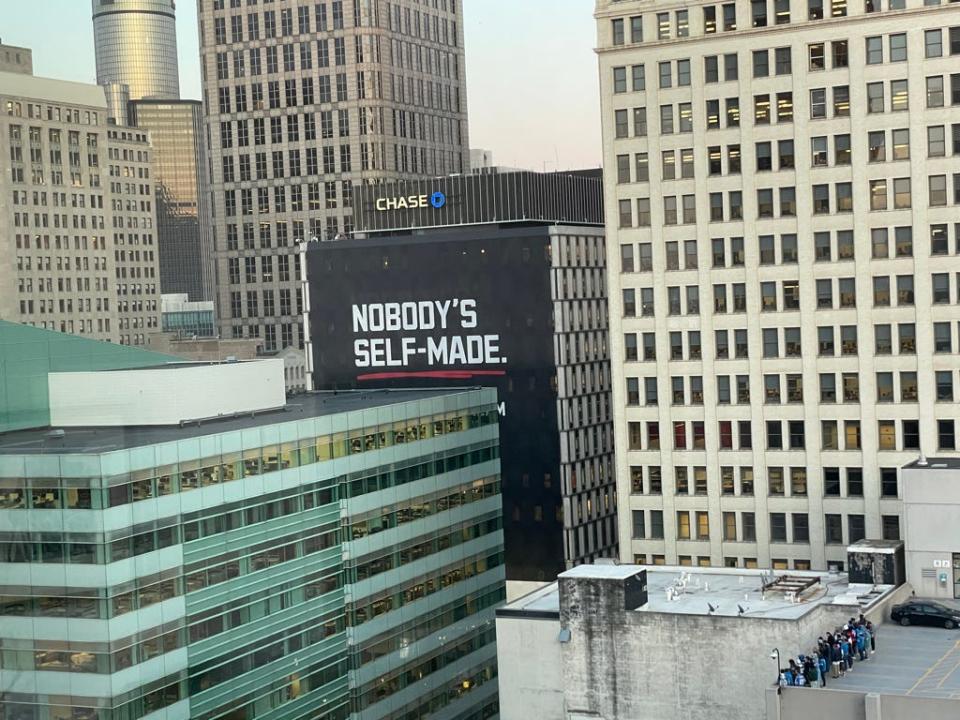 Draft fans took the roof of a downtown Detroit parking garage to try to steal a look into the NFL draft after officials barred the gates, citing full capacity on Thursday, Apr. 25, 2024