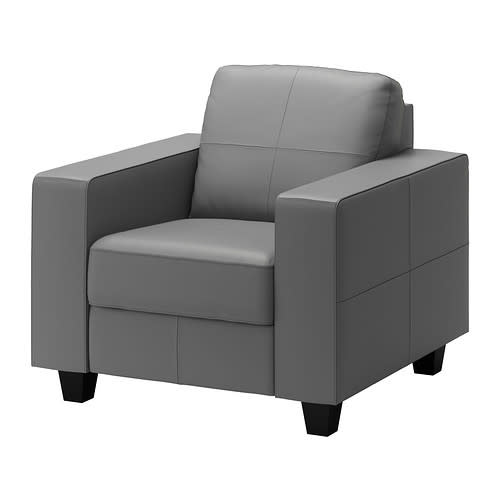 <p><i><a href="http://www.ikea.com/gb/en/products/sofas-armchairs/armchairs/skogaby-armchair-glose-bomstad-grey-art-20261633/" rel="nofollow noopener" target="_blank" data-ylk="slk:IKEA, £250;elm:context_link;itc:0;sec:content-canvas" class="link ">IKEA, £250 </a></i></p>