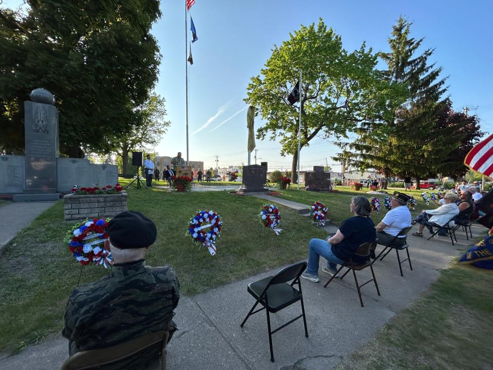 Retired Command Master Chief Robert Linn prepares for the laying of the wreaths in the annual Memorial Day ceremony in Sault Ste. Marie on Tuesday, May 30.