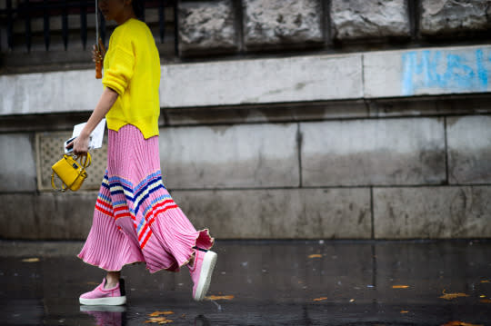 Pink and yellow — On the street.