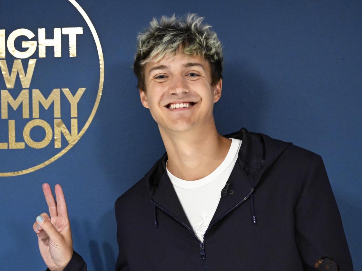 Ninja appearing on The Tonight Show with Jimmy Fallon in 2022. 