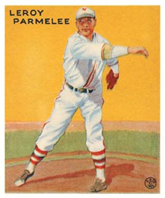 This is an image of a baseball card for Roy Parmelee. He  played twice for the minor league Toledo Mud Hens and also spent several seasons with the St. Louis Cardinals in addition to his storied career with the New York Giants.