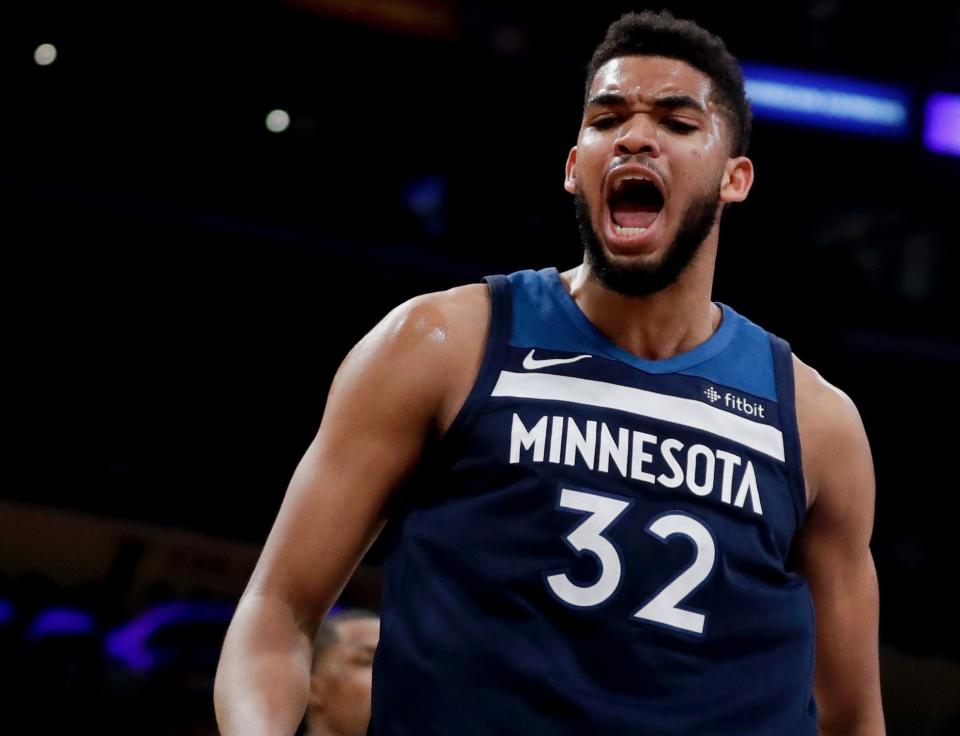 Karl-Anthony Towns gave a shoutout to Shaquille O’Neal on Christmas. (AP)