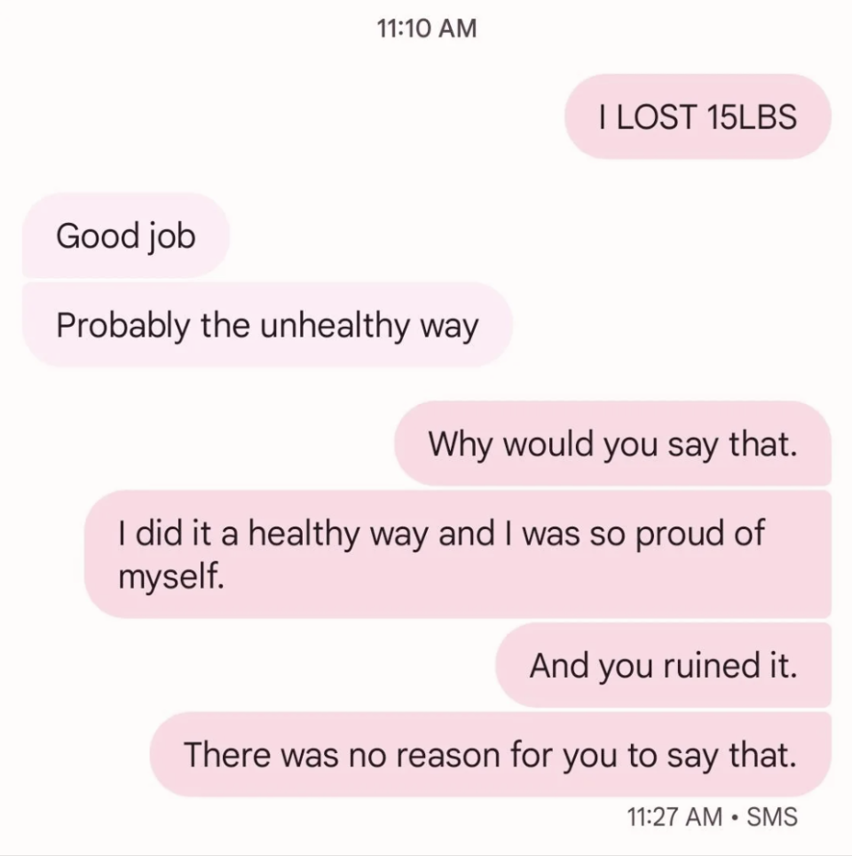 person responding that the person probably lost weight in an unhealthy way