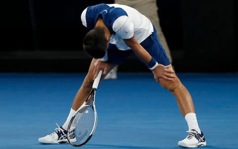 Rod Laver Arena, Melbourne, Australia, January 22, 2018. Novak Djokovic of Serbia reacts during his match against Chung Hyeon of South Korea - Credit: REUTERS