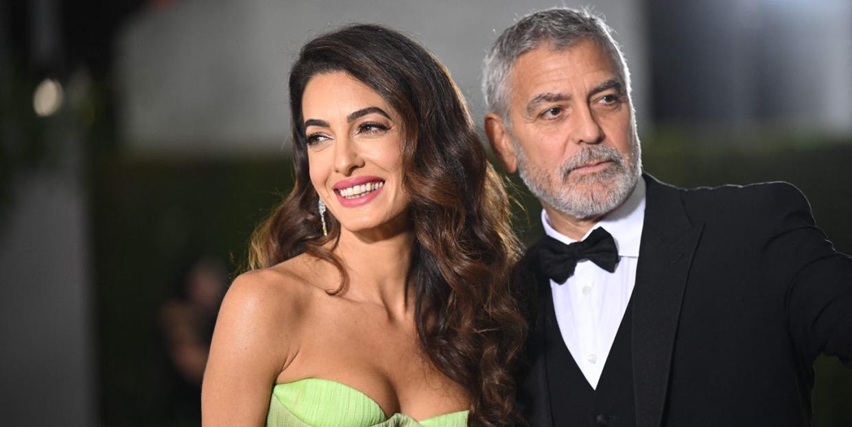 us actor george clooney r and his wife lebanese british barrister amal alamuddin clooney arrive for the 2nd annual academy museum gala at the academy museum of motion pictures in los angeles, october 15, 2022 photo by robyn beck  afp photo by robyn beckafp via getty images