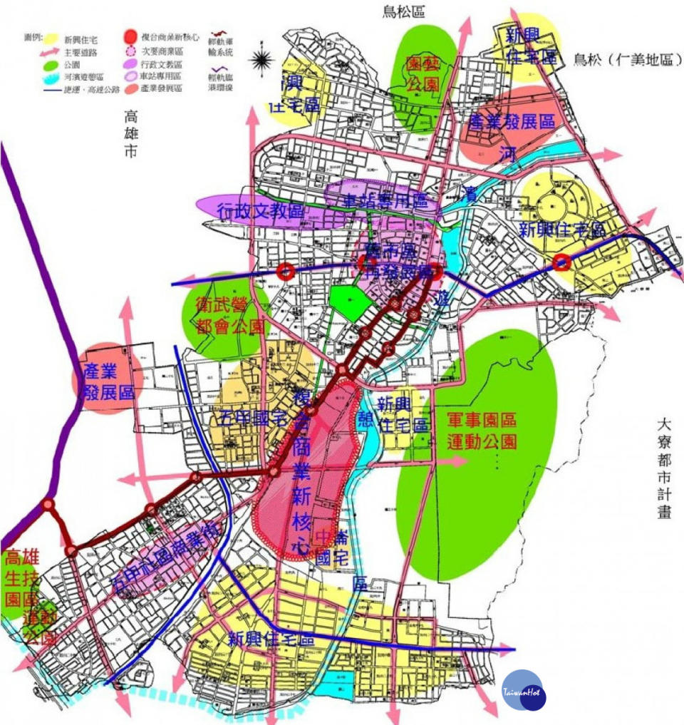 鳳山區整體發展構想示意圖。（資料來源：高雄市政府）