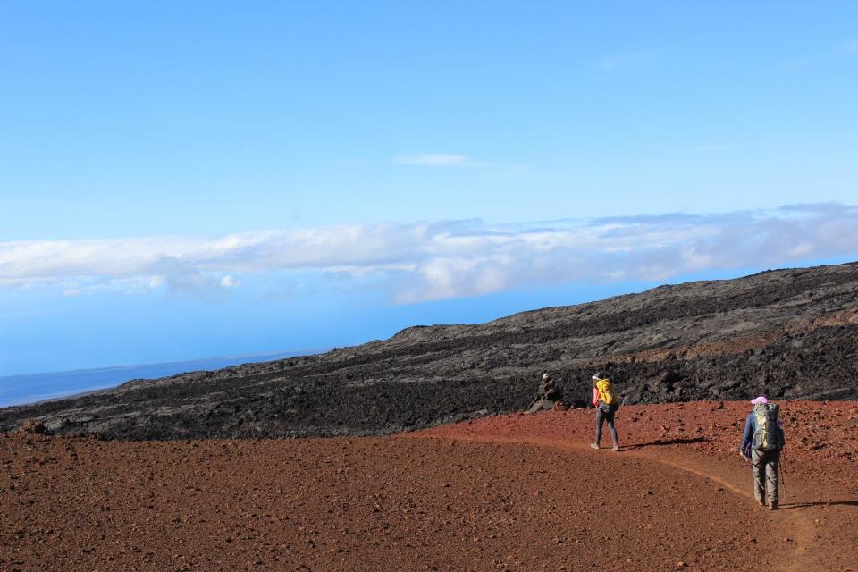 Hikers along the Mauna Loa Trail.