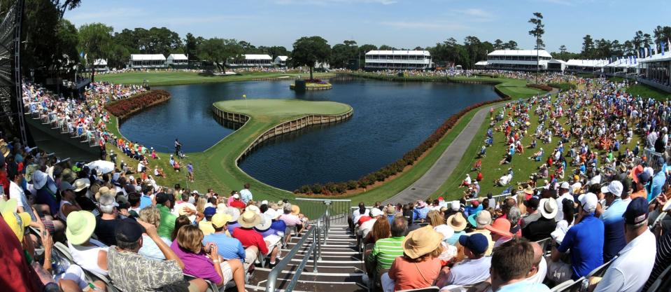 The par-3 17th, with its Island Green, the signature hole of the  Players Stadium Course at TPC Sawgrass.