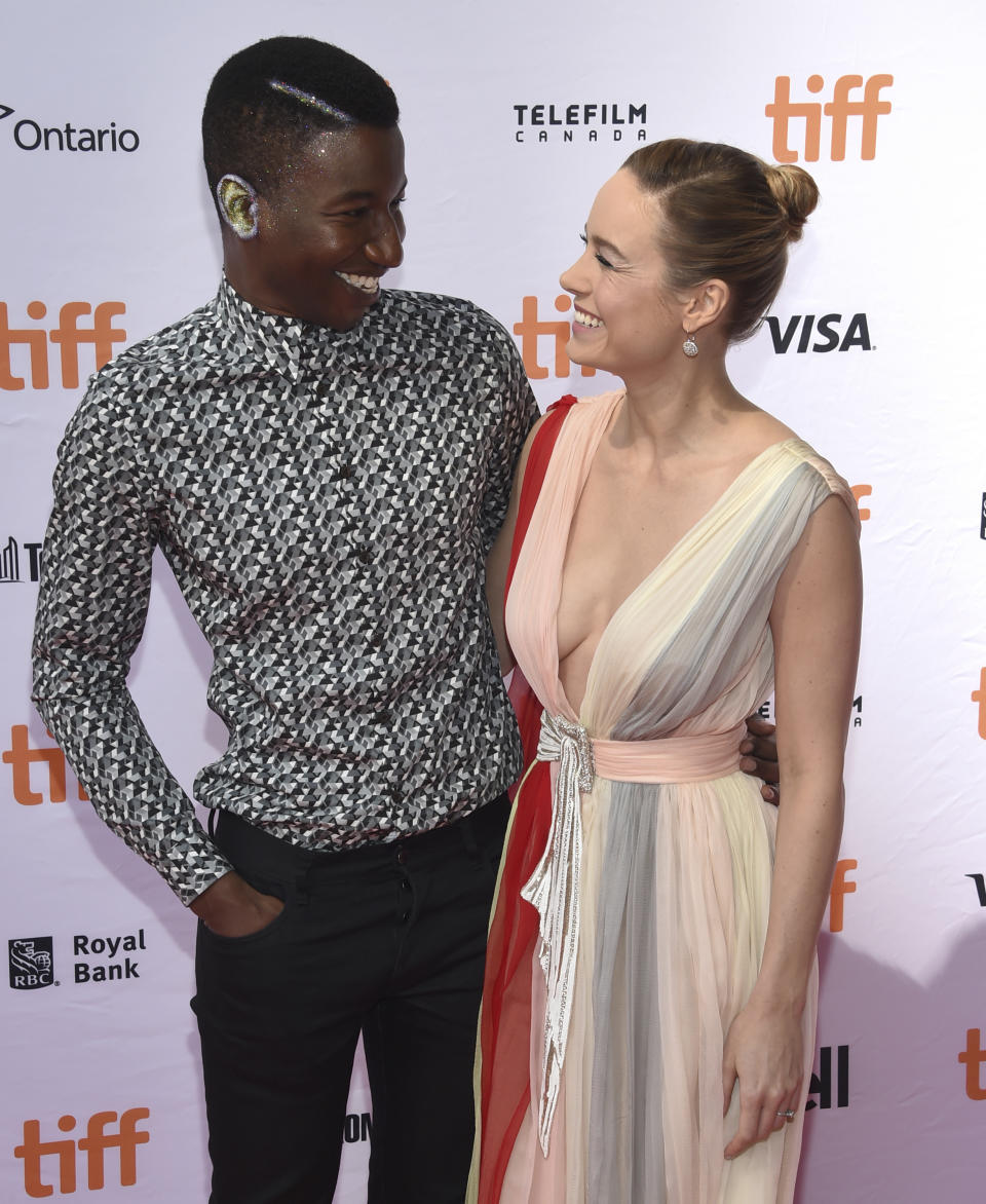 Mamoudou Athie, left, and Brie Larson attend a premiere for “Unicorn Store” on day 5 of the Toronto International Film Festival at the TIFF Bell Lightbox on Monday, Sept. 11, 2017, in Toronto. (Photo by Evan Agostini/Invision/AP)