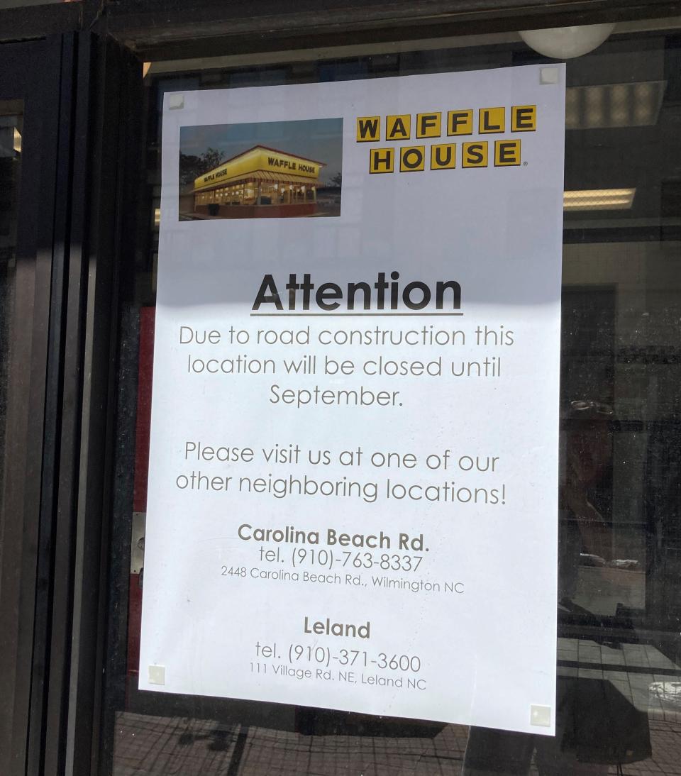 The Waffle House location at 255 N Front St. is closed during a road construction project and plans to reopen Sept. 2022.