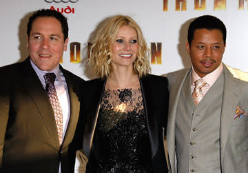 Director Jon Favreau , Gwyneth Paltrow and Terrence Howard at the London premiere of Paramount Pictures' Iron Man