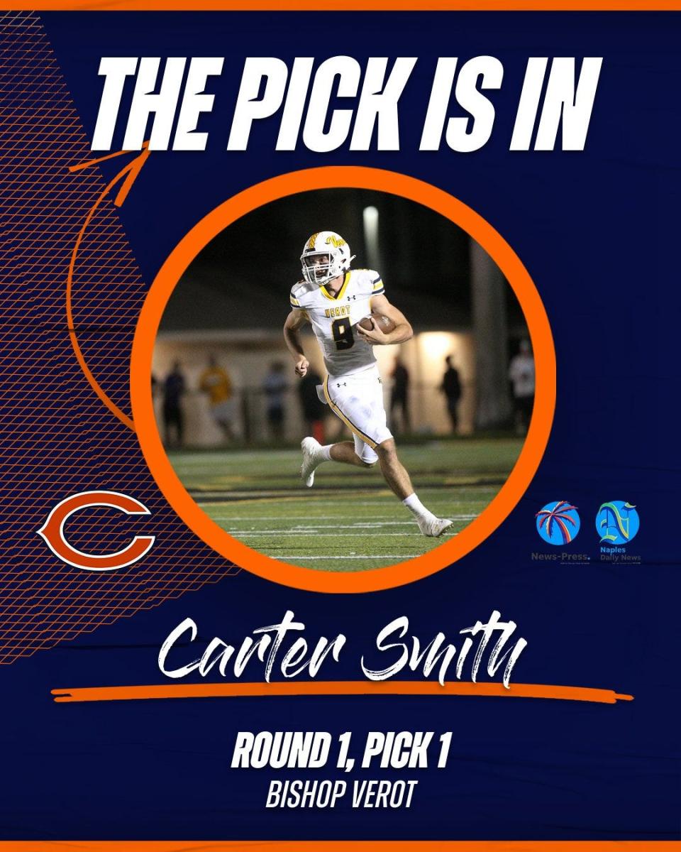 Bishop Verot quarterback Carter Smith, selected 1st overall to the Chicago Bears